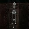 Retro Chinese Plum Blossom Fan Brooch with Tassel Pendant