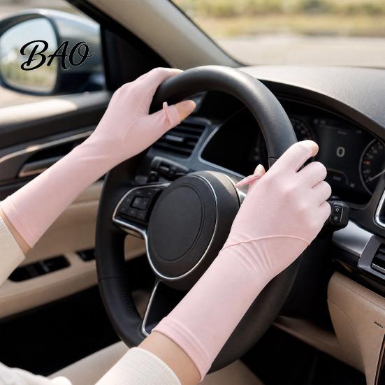 Breathable Summer Driving Gloves Sun Protection Gloves, Ultra Thin Full Finger Anti-Slip UV Palm, Ice Silk for Women Cycling Hiking
