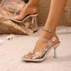 Fashion Summer New Fashion Plus Size Shoes for Women Crystal Flower Decoration Women Sandals Elegant Peep Toe High Heels Sandals Women