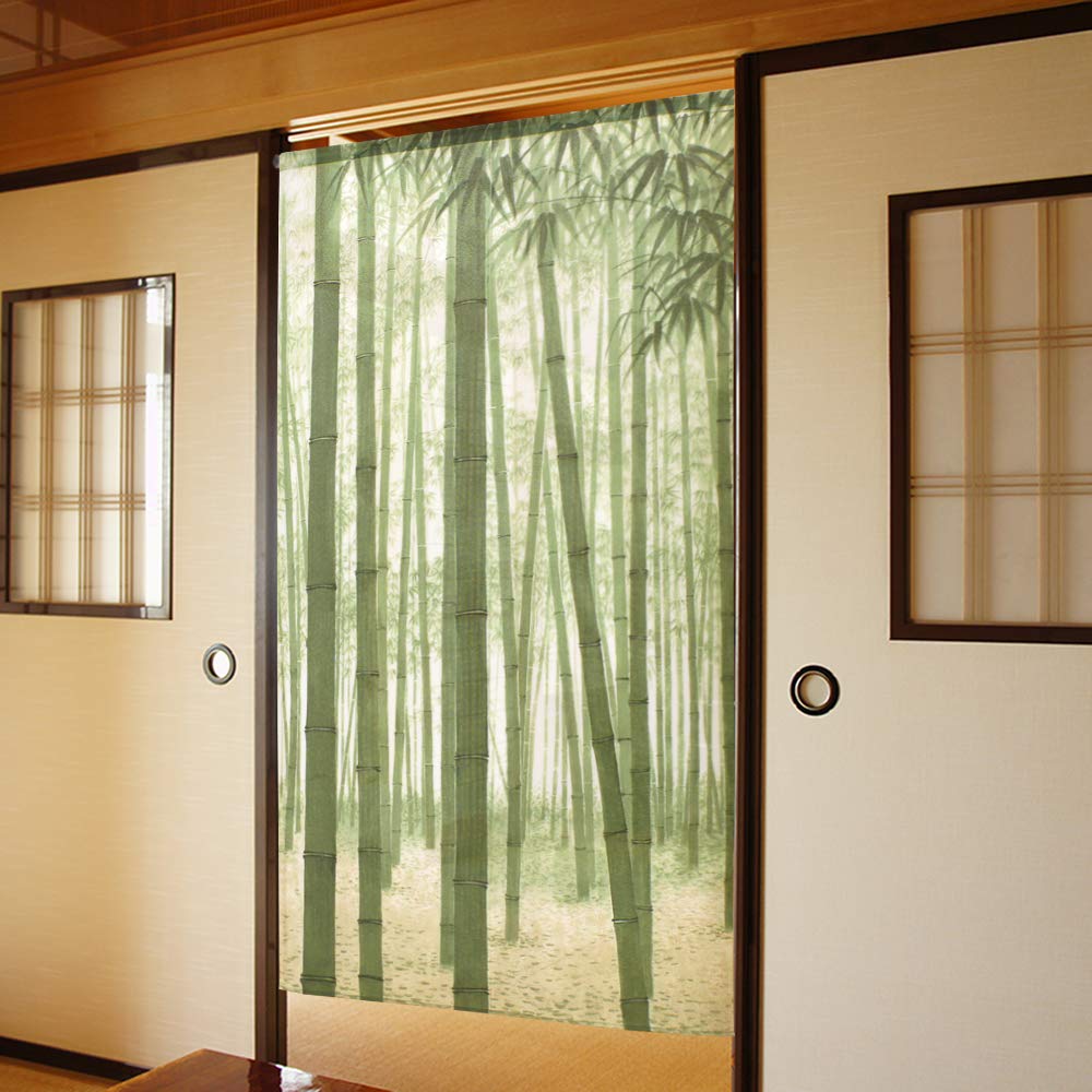 Noren Kobo Noren Wall Hanging Room Japanese Bamboo Forest Young 10568A Tapestry, Divider/Privacy Screen, Half-Length Curtain, Pattern, 85x170cm,