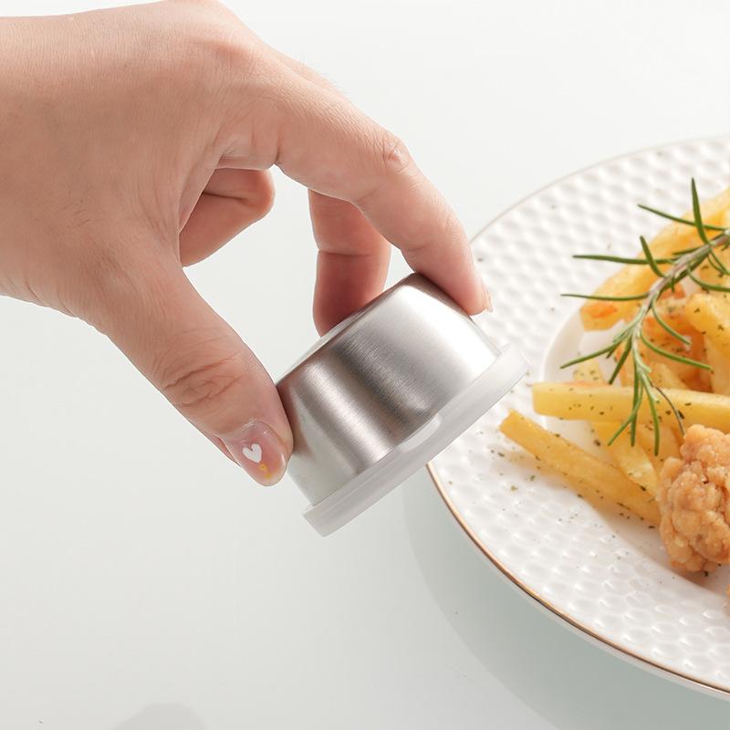1pcs 40ML Salad Dressing Container Sauce Dishes Portable Stainless Steel Small Sauce Cup With Leakproof Lids Dipping