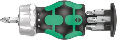 WERA Ratchet Stubby Driver Bit Set with 6 Phillips and Flathead Bits (Product Code 008885)