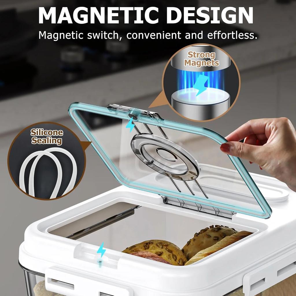 Timed Large Transparent Countertop Airtight Storage Container Food Storage Bins Moisture-Proof Insect-Proof Rice Bucket Home