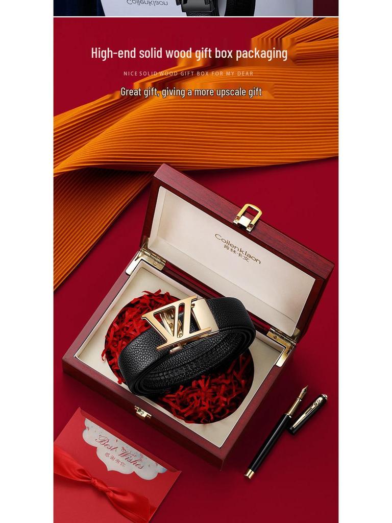 Kenlin Kavin Herren Automatikschließe Rindsleder Gürtel - Vielseitig, Hochwertiges Business Taillenband