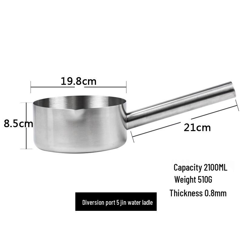 Stainless Steel Flat Bottom Kitchen Water Ladle and Soup/Milk Pot Combo.