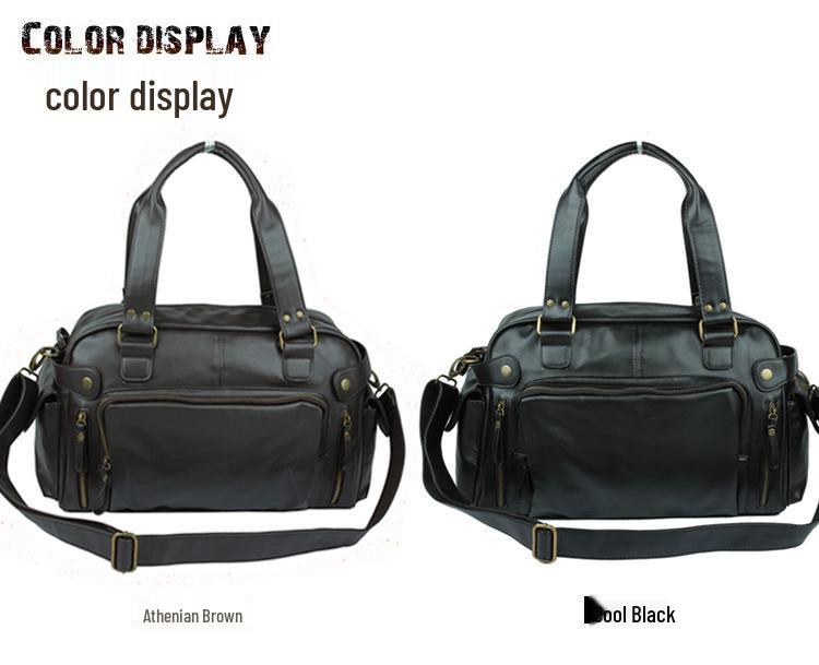 Men's Korean Style PU Leather Crossbody & Shoulder Bag - Large Capacity Travel Handbag