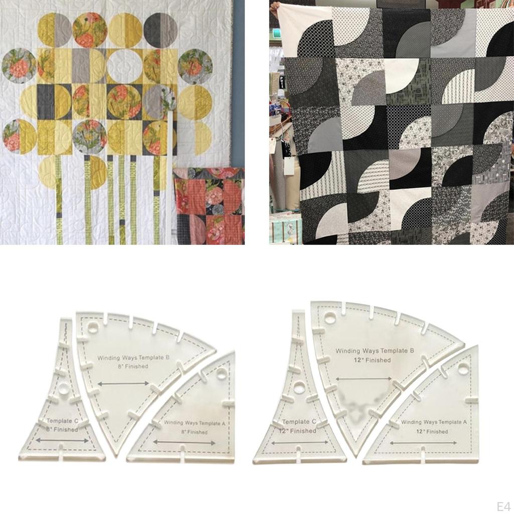 Zestaw 3 szablonów do pikowania, akrylowe szablony linijek do pikowania, kreatywny szablon do cięcia, do