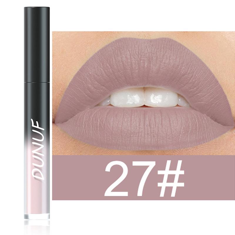24 Mat Paarse Lipgloss Waterdicht Zwart Blauw Groen Matte Lip Tint Make-up Wijnrood Lippenstift Langhoudend Halloween Cosmetica 3.5ml beige