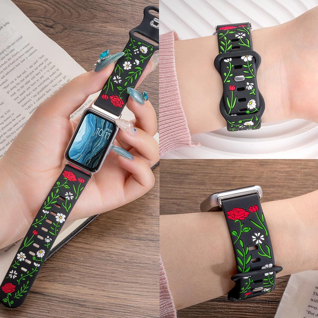 Grawerowany Silikonowy Pasek do Samsung Galaxy Fit 3 Sportowa Opaska na Nadgarstek Pętla do Smartwatcha Samsung Fit 3 Zamienny Bransoletka