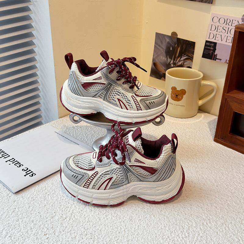 

Анкола красные туфли для девочек весна и осень нескользящие новые 2025 дышащие спортивные туфли для мальчиков мягкая подошва для бега универсальные 30 красный