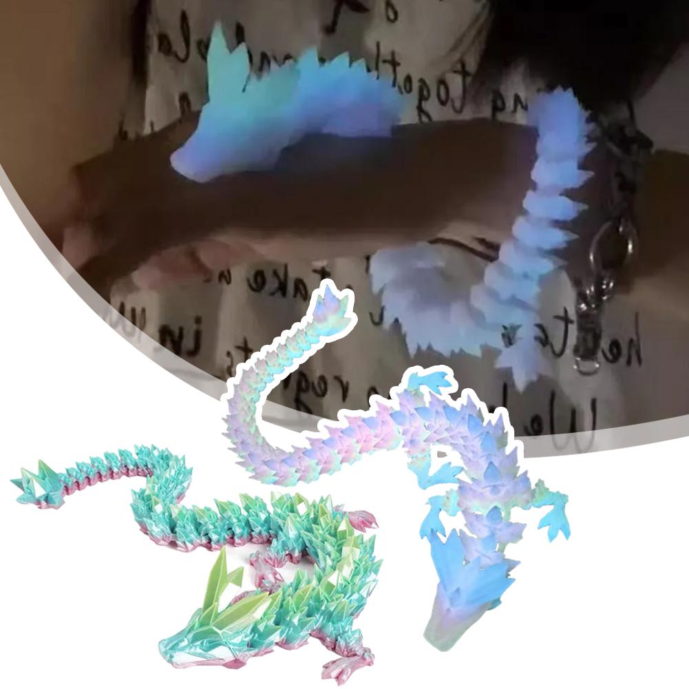 Dragon de Cristal Imprimat 3D Dragon Articulat Jucărie Fidget Dragon Floare de Cireș Decor Casă Birou Cadou de Ziua de Naștere Pentru Băieți 2025
