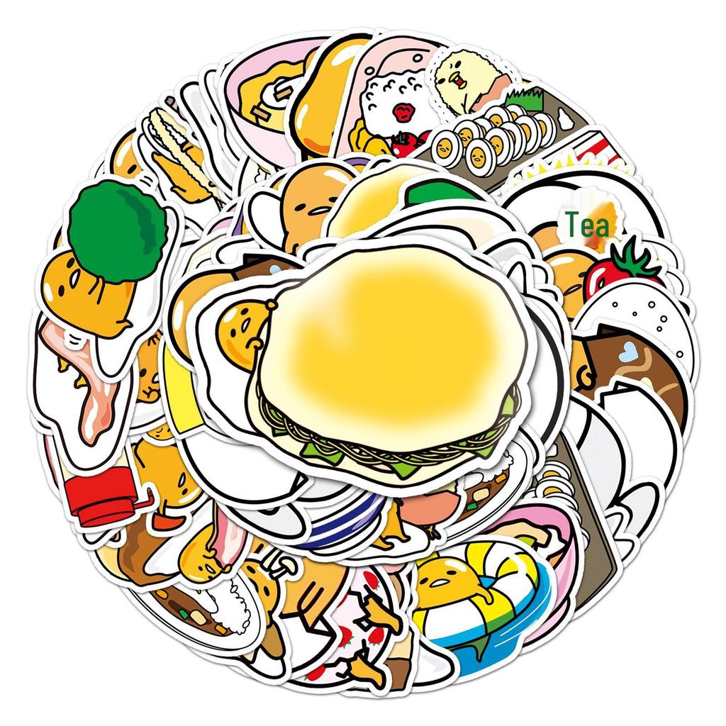 50pcs Cute Lazy Egg Waterproof Stickers for Luggage, Scooters, Computers, and Tablets