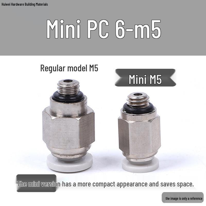 Pneumatic Push-to-Connect Air Hose Fitting - Quick Connectors PC6, PC8, PC12 (M5 Thread)