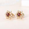 Beautiful Party Gifts Flower Earrings Multi Colors Flowers Silver Stud Earring for Women