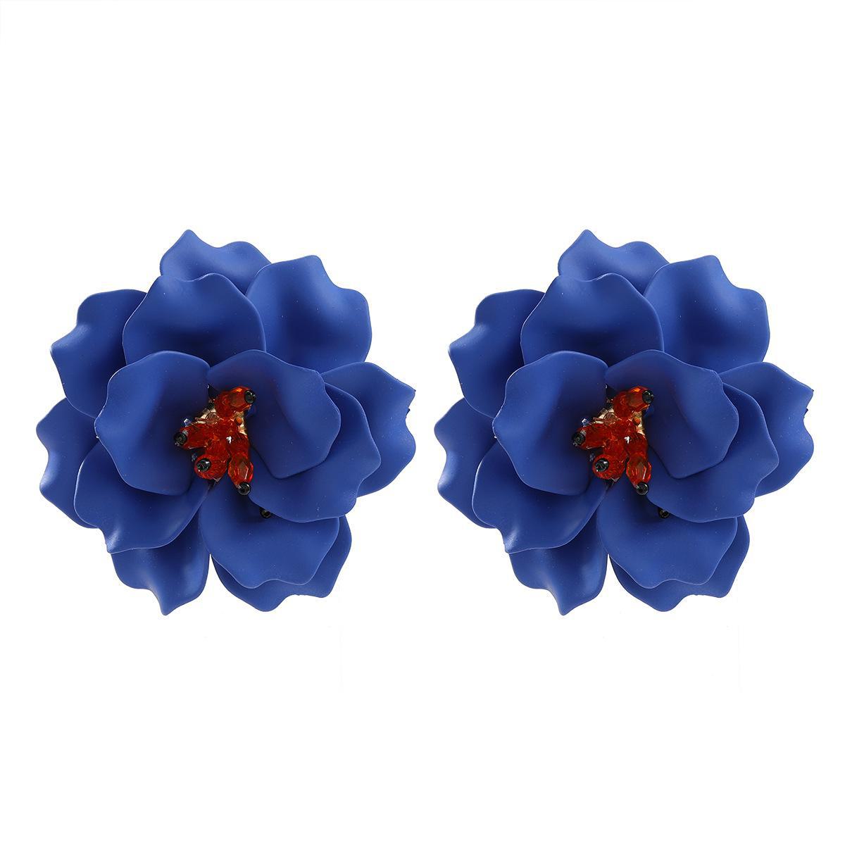 

Барвисті богемні акрилові сережки з квітами - ручна робота в європейському та американському стилі синій