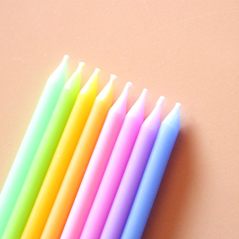 Rainbow Candle Gradient Color Long Pole Candle Birthday Cake Candle Slender Candle Birthday Candle