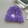 Knitted hat, candy color, white label twist wool hat, autumn and winter warm bag head hat, women's trendy cold hat, men's