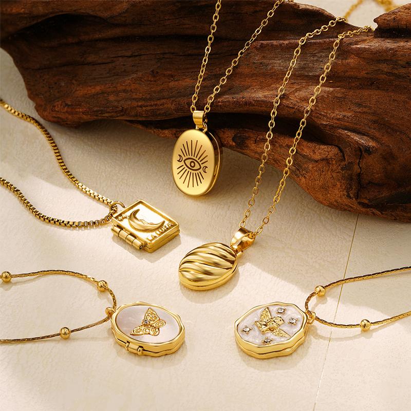 Personalized Vintage Photo Locket Necklace, Gold Plated Oval Pendant Openable Small Album Custom Picture Memory Jewelry For Her