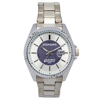 Klefer Solar Water Resistant To 10 Japanese Date Luminous Stainless Steel Model Men's Watch, 42mm, ATM, Movement, Function, Hands, Band, Silver,