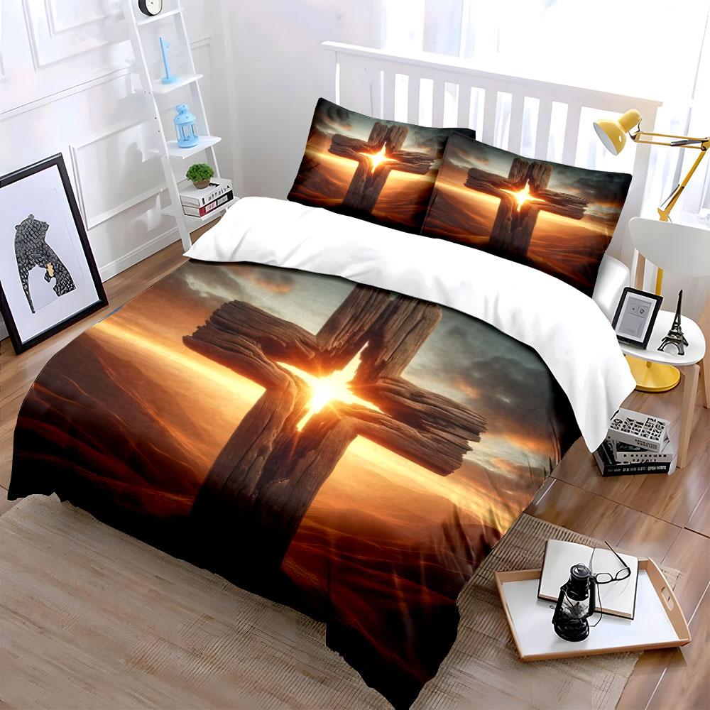 Wooden Cross with Sunlight. Bedding Sets Duvet Cover Sets Duvet Covers Pillowcases(1*Duvet Cover 2*Pillowcases Without Duvet Insert)