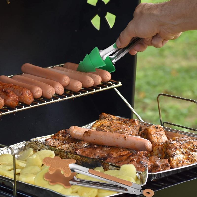 1-3PCS Stainless Steel Silicone Food Tongs BBQ Tongs Heat-Resistant Grilling Tongs for Steak Bread BBQ Accessories