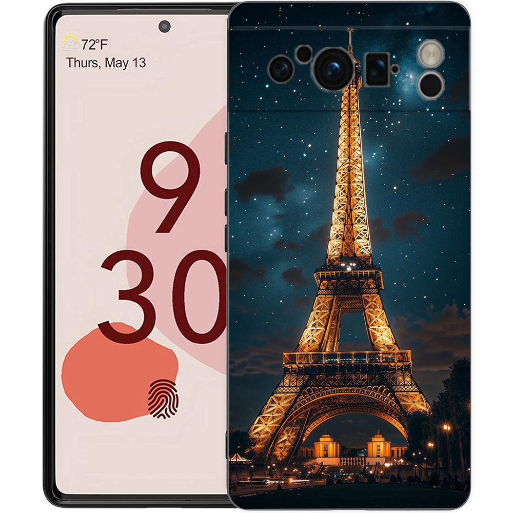 

Red Umbrella Eiffel Tower Phone Case For Google Pixel 10 9 8 7 Pro 9A 8A 7A 6A 6 Pro XL Soft TPU Bumper Black Cover Pixel 8