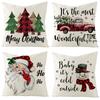 Christmas Pillowcase Christmas Oil Painting Set Photo Linen Home Cushion Cover