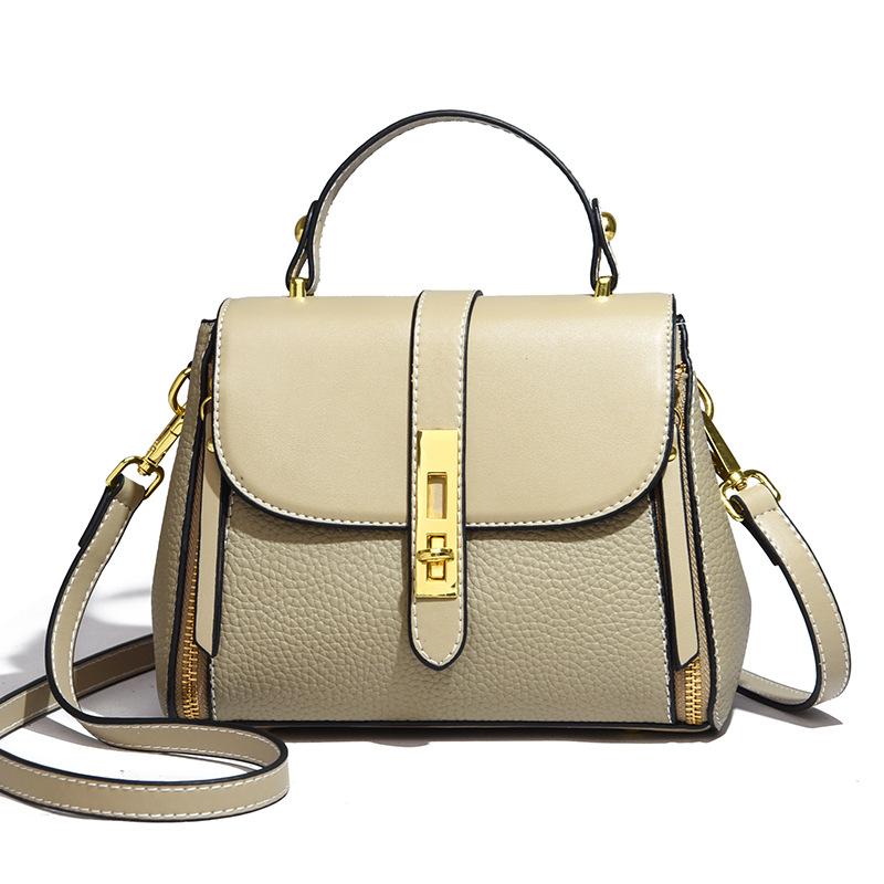 High-end leather women's bags, new trendy fashion live broadcast shoulder messenger bag, first-layer cowhide handbag