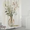 1pc Fashion Simple Glass Vase Floral Print Waterproof Shower Curtain, Window Curtain, with 12 Hooks, for Windows