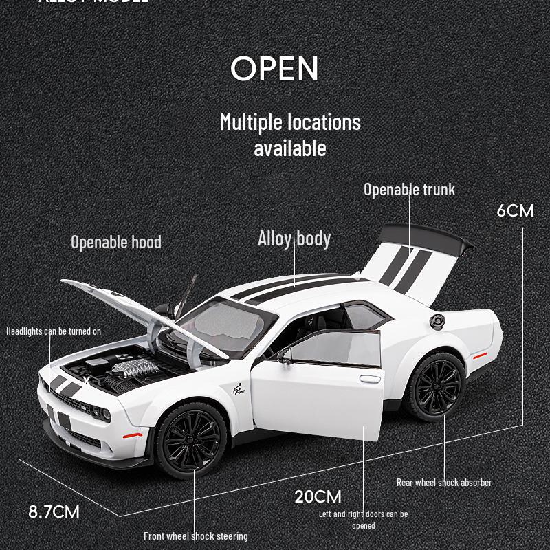 Jiaye 1:22 Dodge Hellcat Demon Eye Alloy Car Model with Sound, Light, and Pull-Back Four-Wheel Shock Absorbers