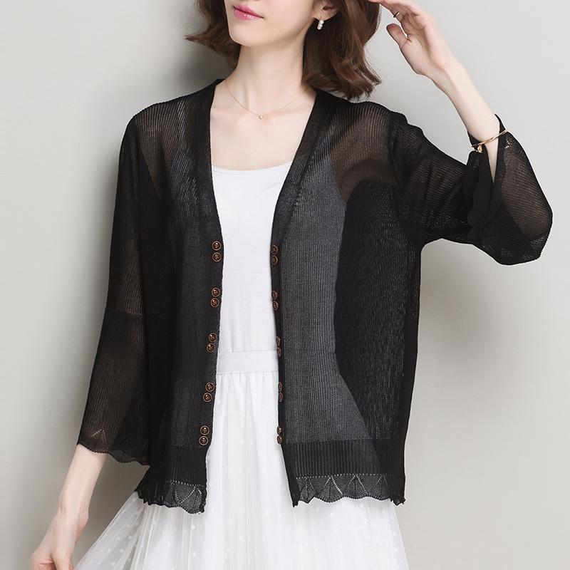 Sunscreen Clothing for Women Summer Air Conditioning Shirt with Camisole Skirt Top Knitted Cardigan and Small Shawl Jacket