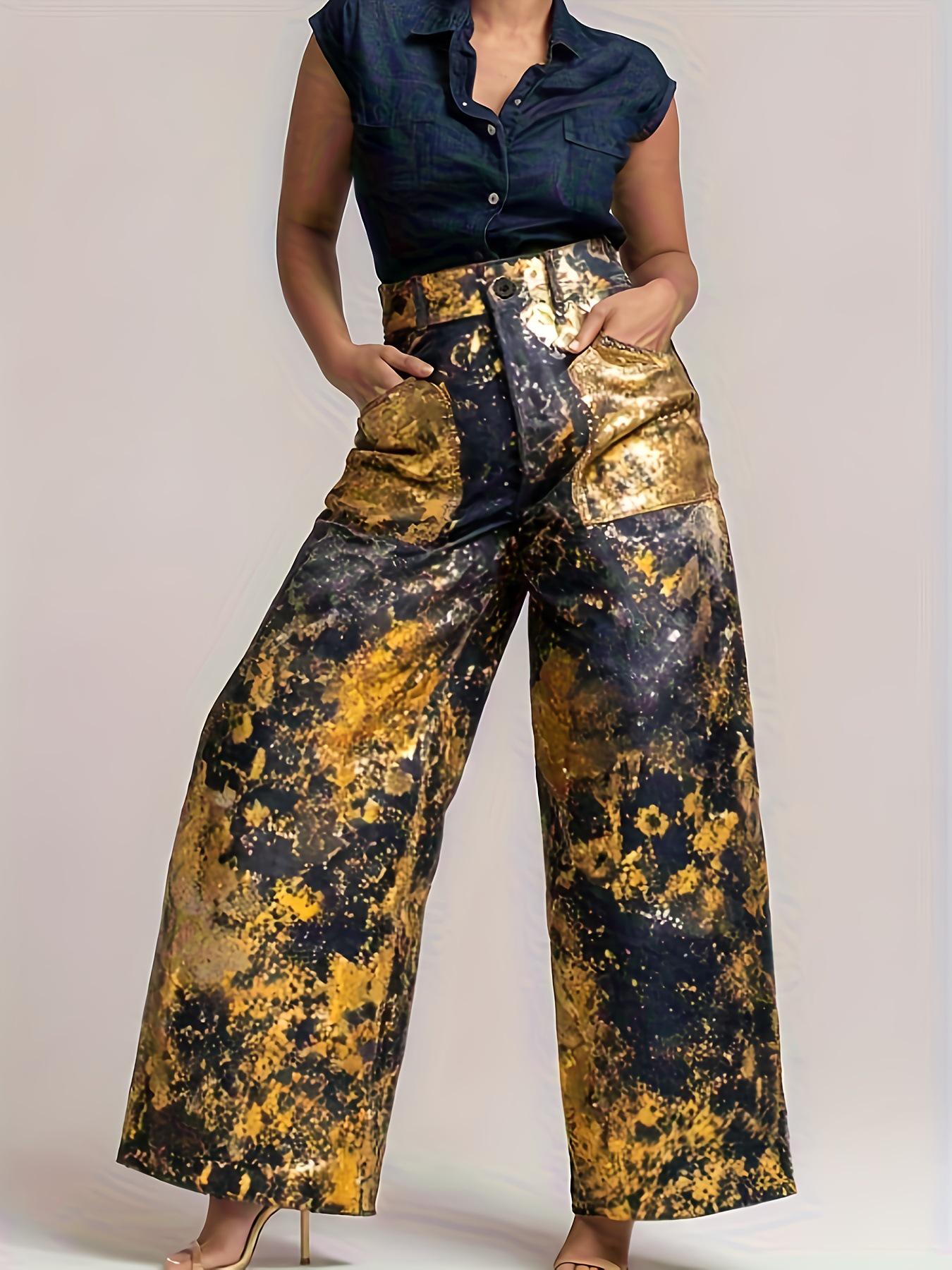 

Youth Fashion Camouflage Elastic Waist Wide-Leg Pants Medium темно-синий