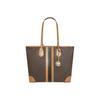 Bolsa Tote de Lona Revestida com Listras Coloridas e Logo Monograma Eva Feminina cor Maçã-Marrom 30T9GV0T7B-252
