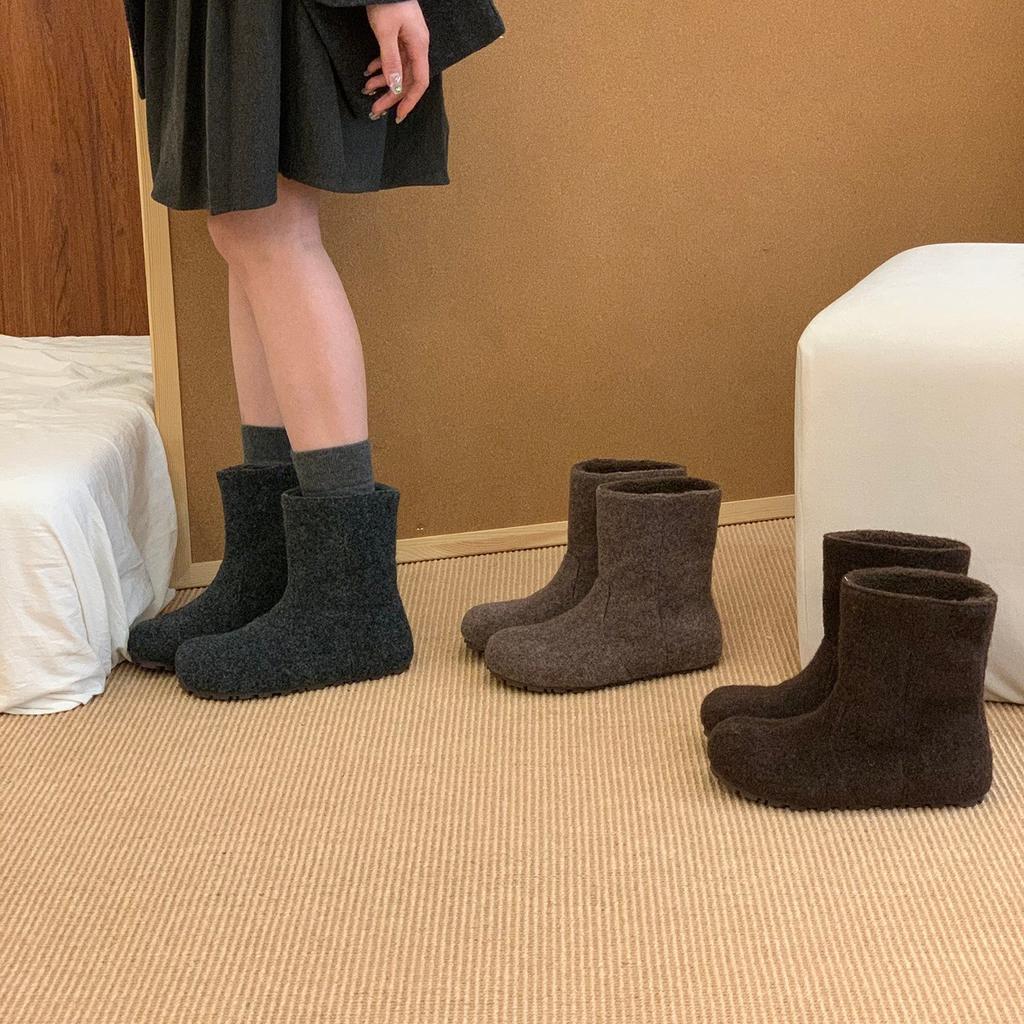 Women's Fashion Lightweight Height-enhancing Soft Sole Winter Warm Fur One Snow Boots Velvet Lined Non-slip Casual Sports Cotton Boots