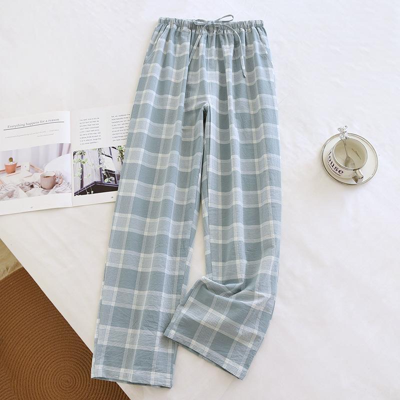 Men's Elastic Waist Lounge Pants - Summer Lightweight Checkered Style with Simple Pockets, Suitable for Casual Wear