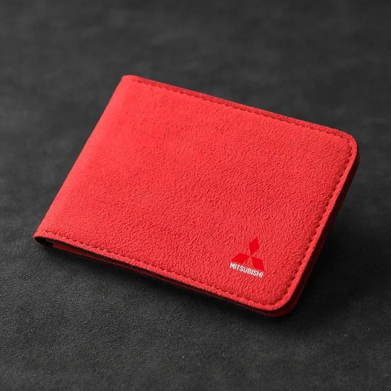 Suede Car Driving License Case Card Storage Bag Cover For Mitsubishi Ralliart ASX Galant Mirage L200 EVO Xpander Pajero
