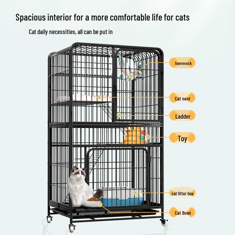 Luxury Three-Story Cat Villa with Spacious Climbing Frame and Bed