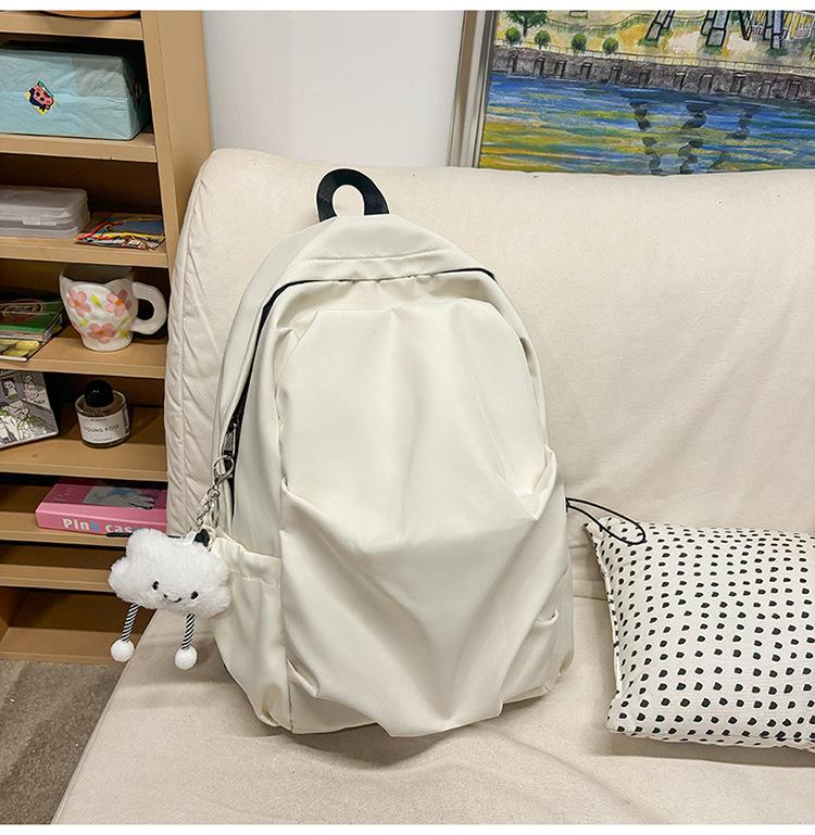School bag versatile simple solid color college student school bag Korean version ins large capacity casual backpack light travel shoulder bag