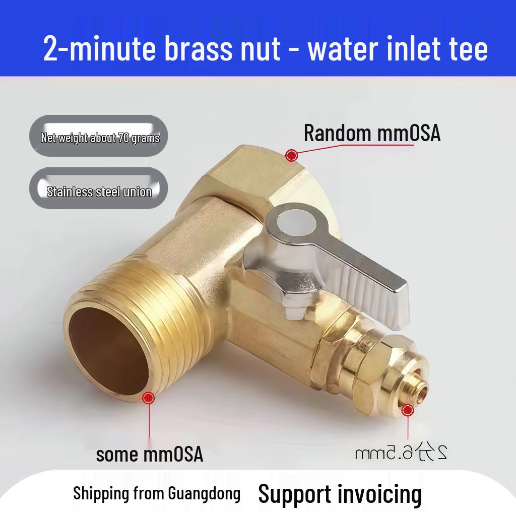 Copper Water Purifier Inlet Tee & Diverter Connector Faucet Adapter