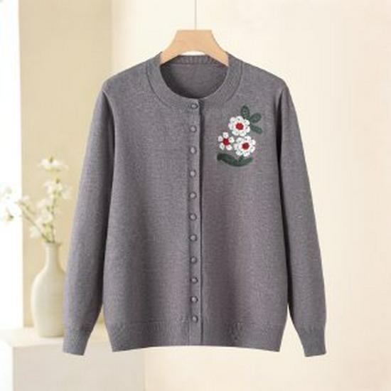 

Stylish Spring 2026 Knit Sweater for Middle-Aged and Elderly Women 3XL сірий колір