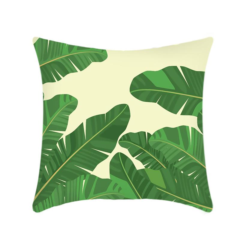 New Nap Pillow Green Leaves Sofa Plush Pillow Case Home Summer Cushion