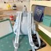 Schoolbag sea salt light blue plaid drawstring flip bag sweet milk huhu little fairy daily shopping photo backpack