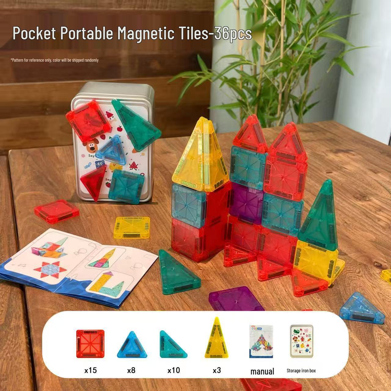 Mini Magnetic Tiles Children s Educational Travel Puzzle Blocks