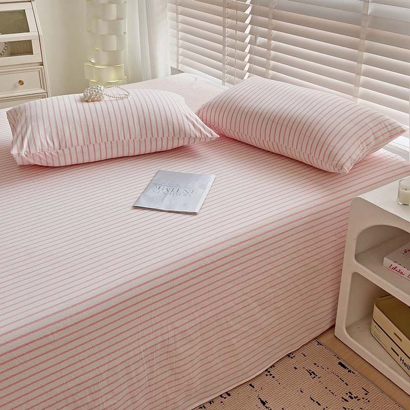 New Thick Minimalist Striped Brushed Bed Sheet for Single Double Student Dormitory