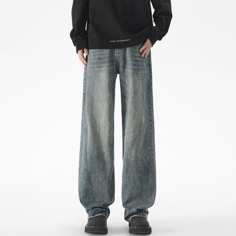 

Новые ретро широкие брюки свободного кроя для мужчин и женщин, уличные повседневные джинсы унисекс 2XL синий