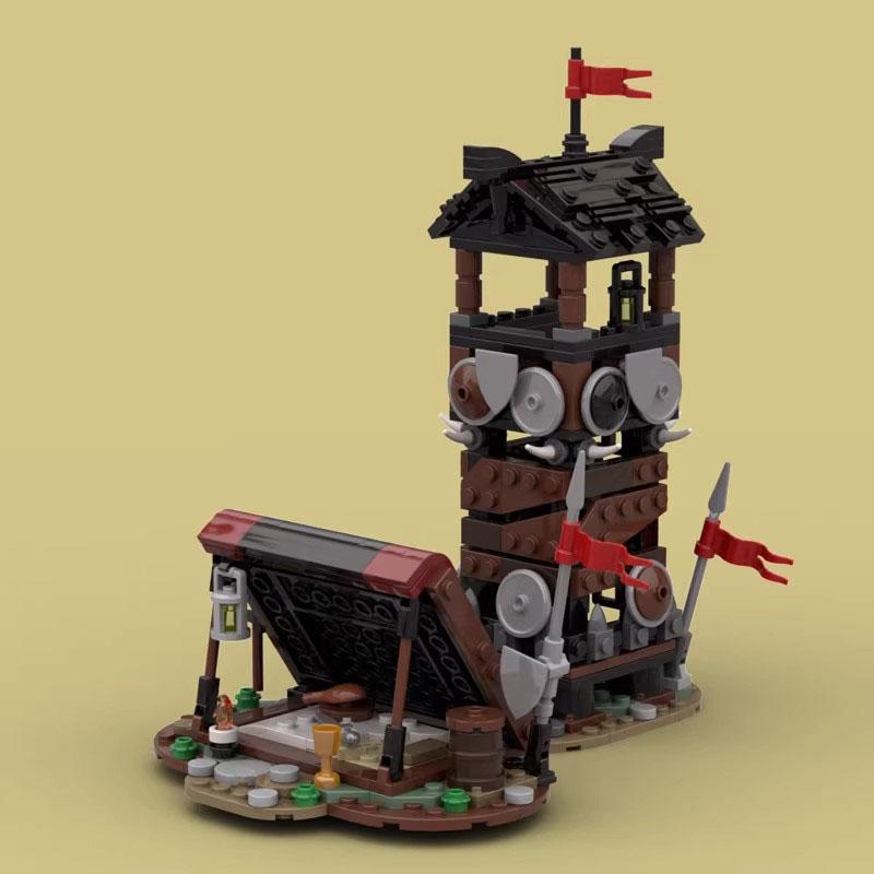 Non-Toxic Medieval Style Trench Tribe'S Watchtower Camp Tent Moc Assembly Building Block Toy