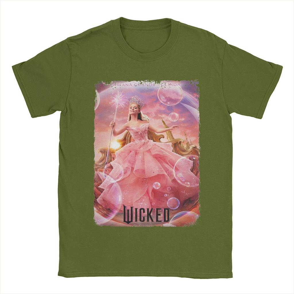 Wicked Fantasy Movie T-Shirts Men Elphaba Glinda Leisure Cotton Tees Crewneck Short Sleeve T Shirt Printed Clothing