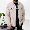 Men's Autumn Waffle Texture Solid Color Long Sleeve Jacket with Pocket