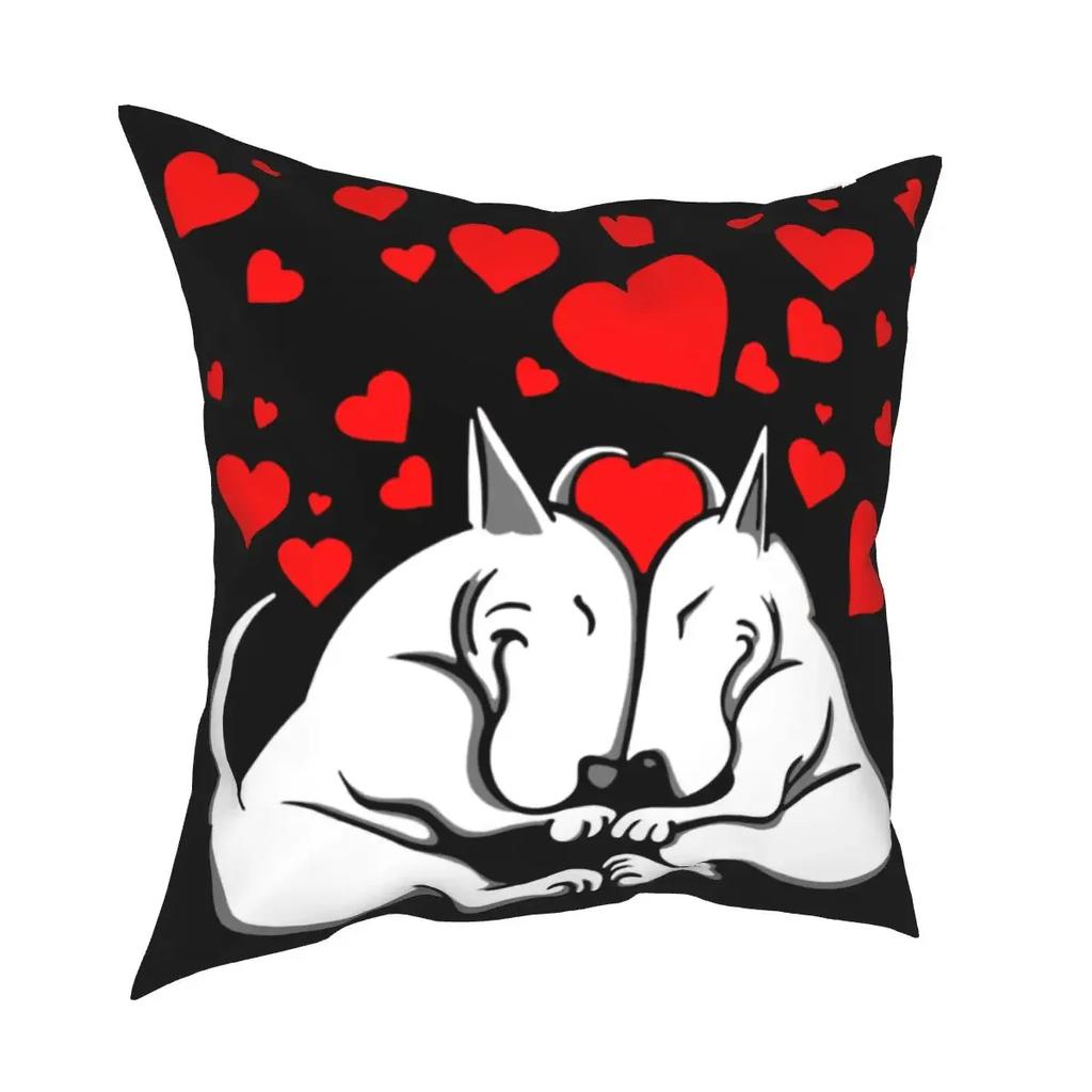 Home Decor Funny Cute Bull Terrier Pattern Print Pillowcase Polyester Cushion Cover Decor