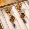 Qingdao Medieval Vintage Court Style Old Koi Earrings Elegant Light Luxury Temperament Earrings High Sense Earrings